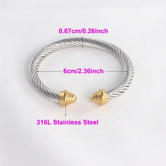 Modern Cable Twist Cuff Bracelet - Picture 6 of 7